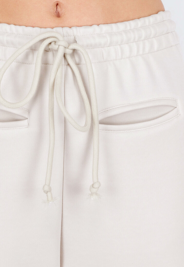 Beige Barrel Fleece Joggingbroek met Trekkoord en Stretch