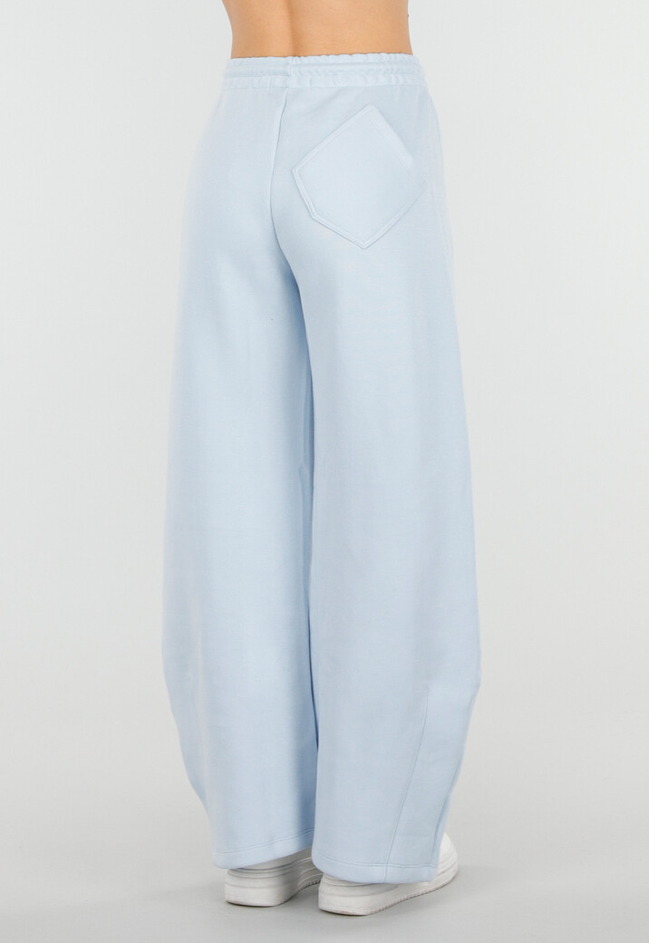 Lichtblauwe Barrel Fleece Joggingbroek met Trekkoord en Stretch