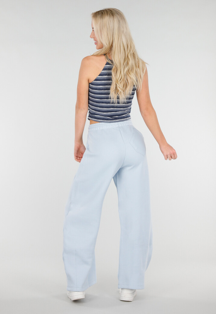 Lichtblauwe Barrel Fleece Joggingbroek met Trekkoord en Stretch