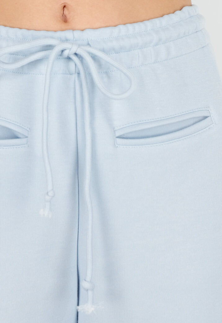 Lichtblauwe Barrel Fleece Joggingbroek met Trekkoord en Stretch