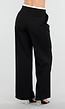 Zwarte Wide Leg Broek met Witte Tailleband en Strikdetail