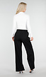Zwarte Wide Leg Broek met Witte Tailleband en Strikdetail