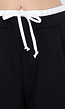 Zwarte Wide Leg Broek met Witte Tailleband en Strikdetail