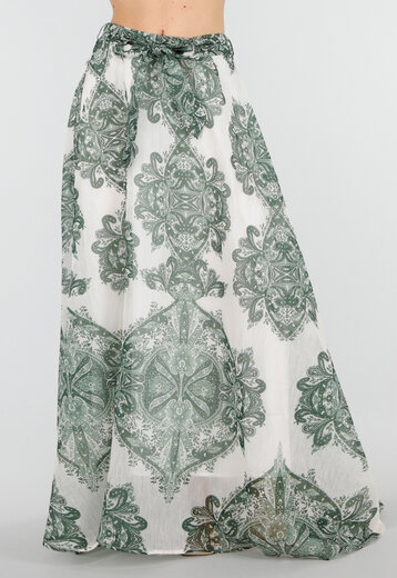 Groene Maxi Rok met Print