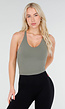 Groene Halter Sporttop met Stretch en Pads