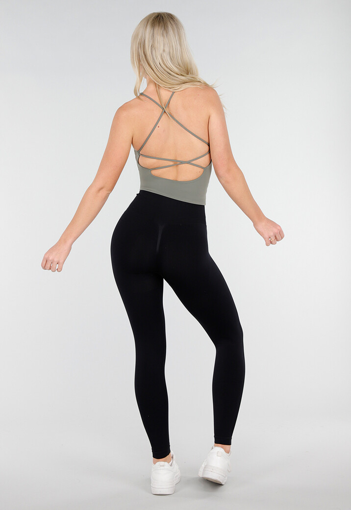 Groene Halter Sporttop met Stretch en Pads