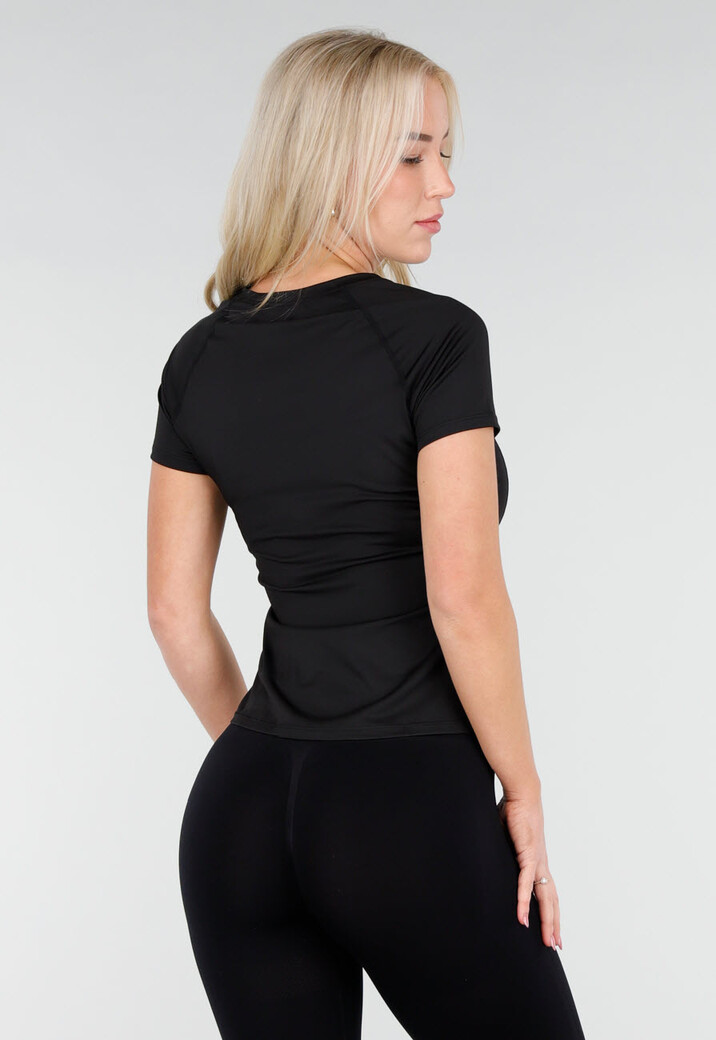 Zwart Sport T Shirt met Korte Mouw en Stretch