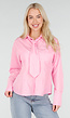 Roze Blouse met Lange Mouwen en Stropdasdetail