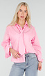 Roze Blouse met Lange Mouwen en Stropdasdetail