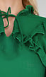 Groene Chiffon Blouse met Ruches en Strikdetail