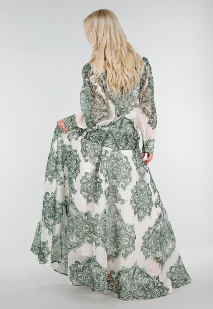 Groene Semi-Transparante Blouse met Paisley Print