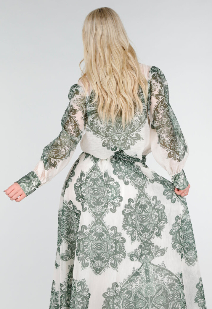 Groene Semi-Transparante Blouse met Paisley Print