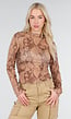 Bruine Mesh Top met Paisley Print
