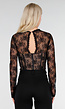 Zwarte Kanten Korset Top met Lange Mouwen en Stretch