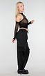 Zwarte Fishnet Halter Crop Top met Cut Out en Open Schouders