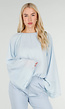 Lichtblauwe Blouse met Wijde Mouwen en Ronde Hals