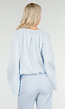 Lichtblauwe Blouse met Wijde Mouwen en Ronde Hals