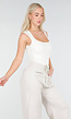 Gebroken Witte Body met Vierkante Hals en Stretch