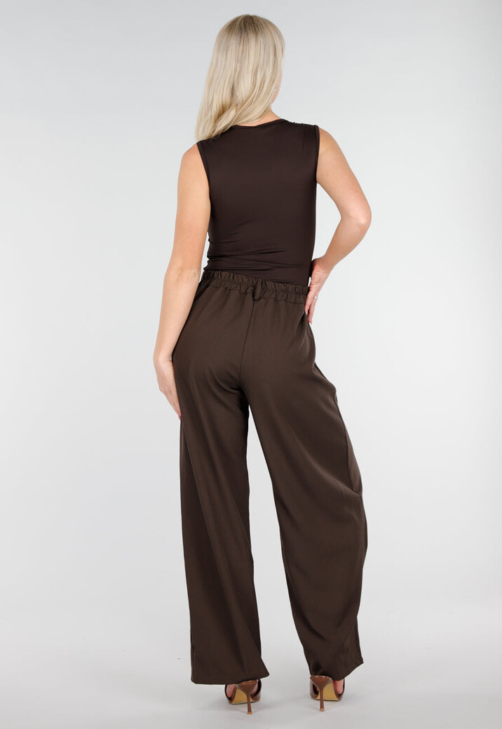 Bruine Body met Vierkante Hals en Brede Bandjes