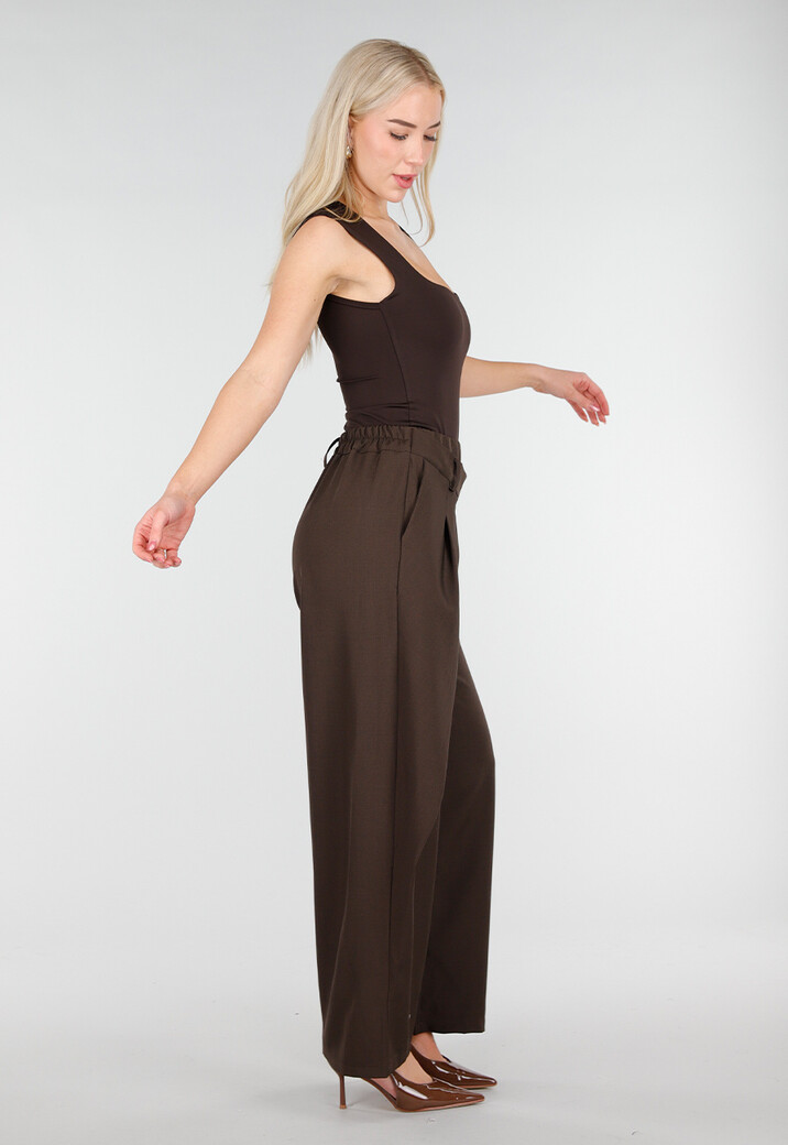 Bruine Body met Vierkante Hals en Brede Bandjes