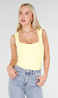 Lichtgele Body met Vierkante Hals en Brede Bandjes