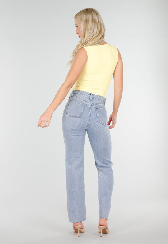 Lichtgele Body met Vierkante Hals en Brede Bandjes