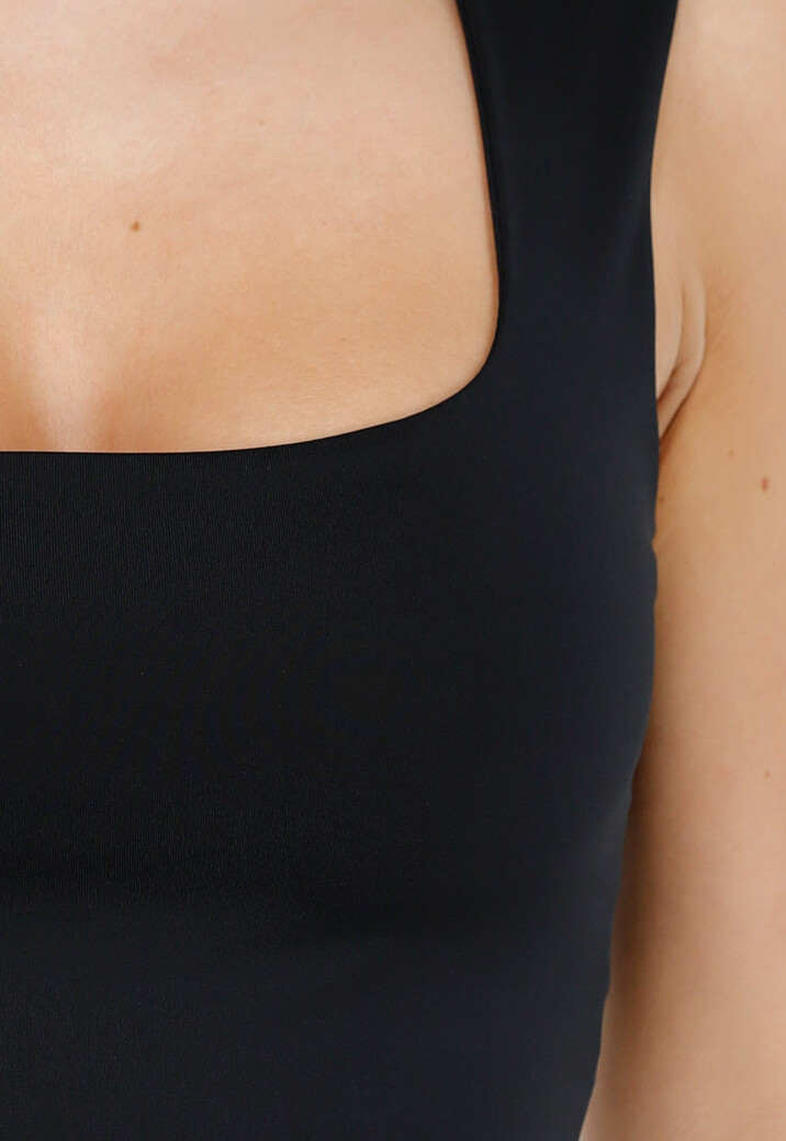 Zwarte Body met Vierkante Hals en Brede Bandjes