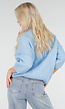 Lichtblauwe Zachte Trui met Halflange Pofmouwen
