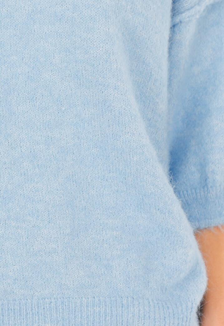 Lichtblauwe Zachte Trui met Halflange Pofmouwen