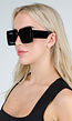 Zwarte Oversized Vierkante Zonnebril met Donkere Glazen
