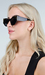 Zwarte Cat Eye Zonnebril met Gouden Details
