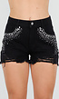 Zwarte Denim Short met Strass Steentjes