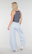 Blauwe Gestreepte Cropped Halter Top met Pads en Stretch