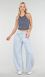 Blauwe Gestreepte Cropped Halter Top met Pads en Stretch