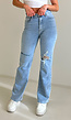 Lichtblauwe Denim Jeans met Kniescheuren
