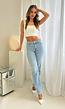 Lichtblauwe Mid Waist Straight Leg Jeans