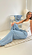 Low Waist Tall Wide Leg Jeans met Strikdetails