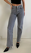 Grijze High Waist Straight Jeans met Licht Gewassen Look
