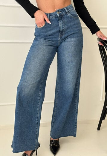 Redial Jeans  Blauwe Stretch Wide Leg Jeans