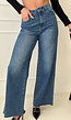 Blauwe High Waist Wide Leg Stretch Jeans met Wassing