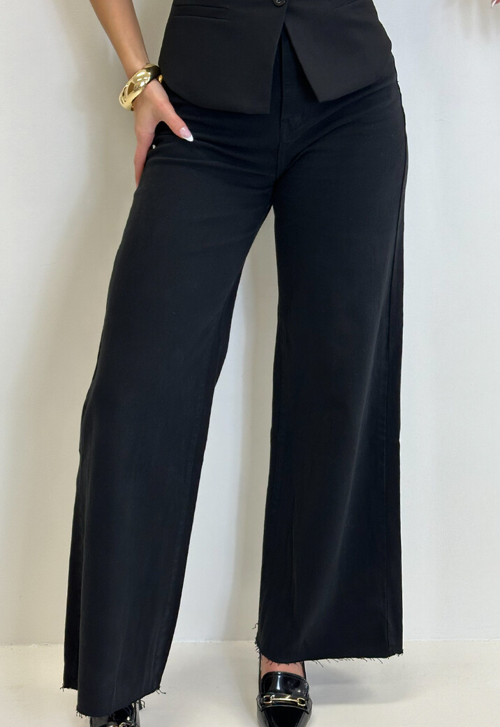 Denim Broek Zwart met High Waist