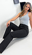 Zwarte Straight Leg Jeans met High Waist