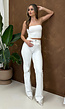Beige Straight Leg Jeans met High Waist en Stretch