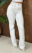 Beige Straight Leg Jeans met High Waist en Stretch