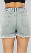 Denim Short met Fringe en Elastische Taille