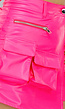 Lederlook Cargo Overslag Skort in Neon Roze