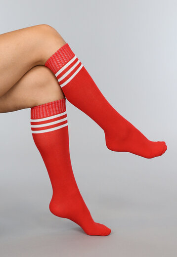 Sporty Rode Kousen met Witte Strepen