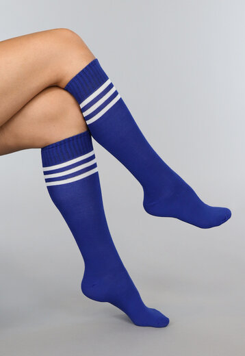 Sporty Donkerblauwe Kousen met Witte Strepen