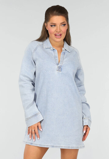 Redial Jeans  Longsleeve Oversized Denim Jurk met V-hals