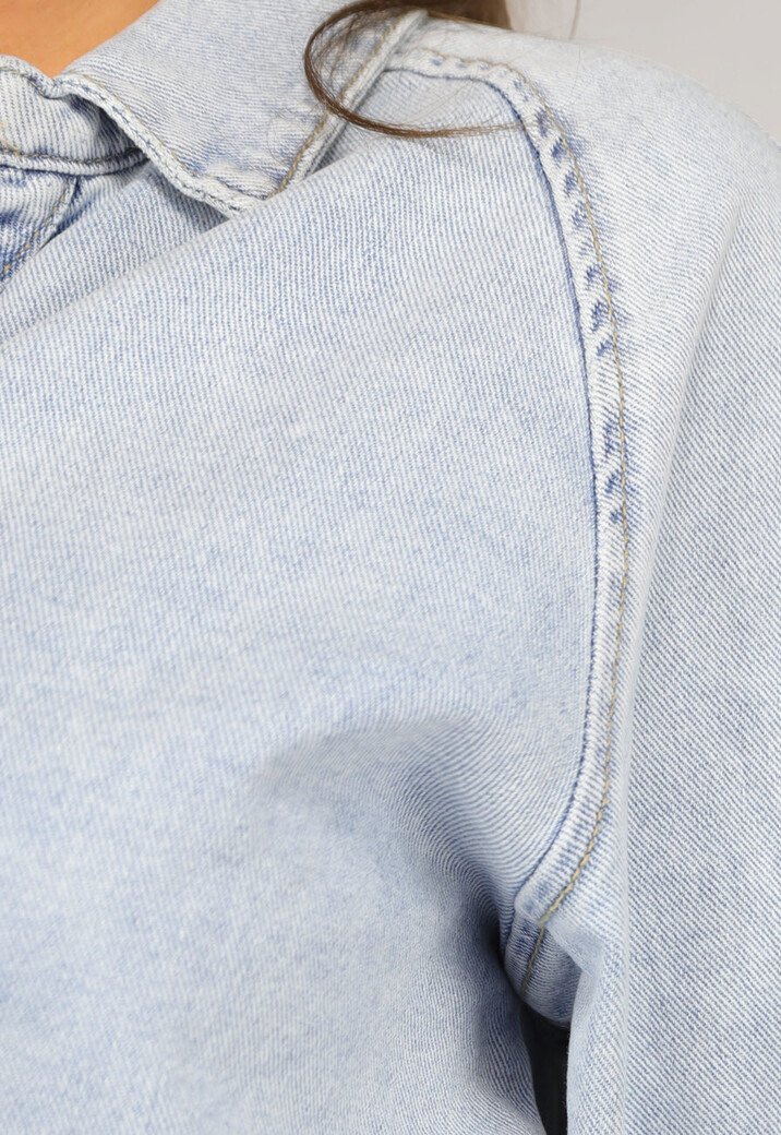 Longsleeve Oversized Denim Jurk met V-hals